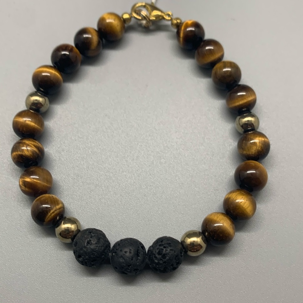 Tiger Eye and Lava Stone Bracelet
